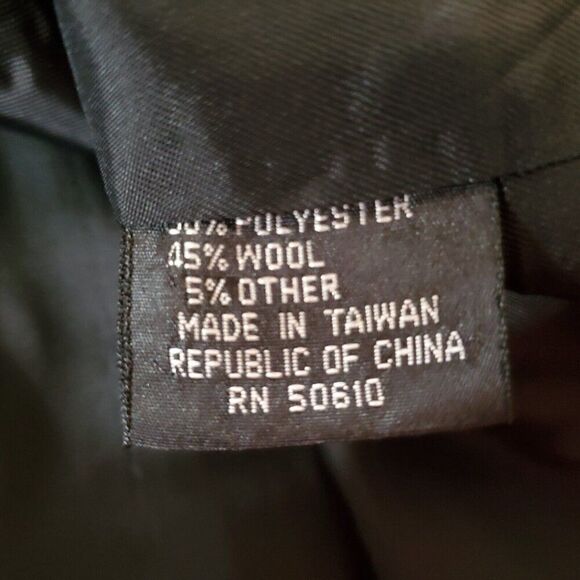 Wool Open Blazer Jacket L Mandarin Collar Front Tuxedo Pleats Puff Sleeves Gray - Picture 6 of 7